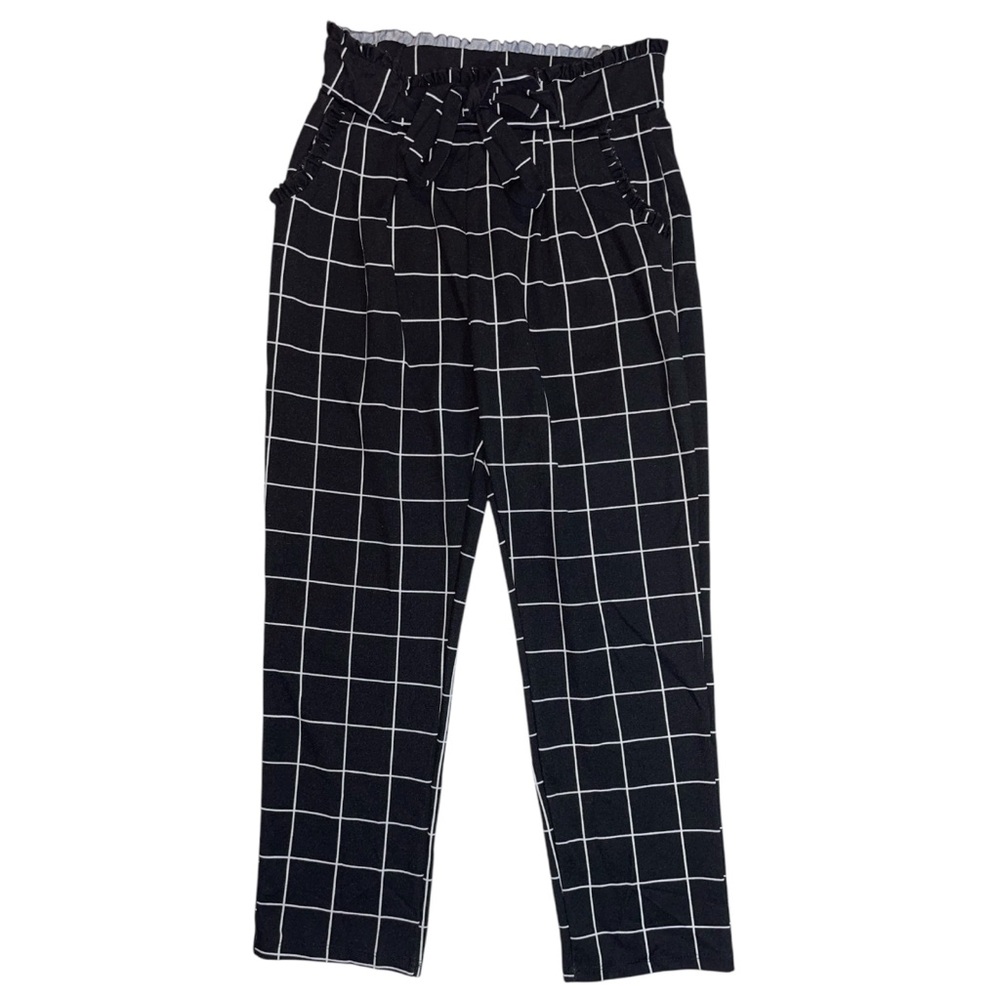 Harper Black and White Checkered Trousers